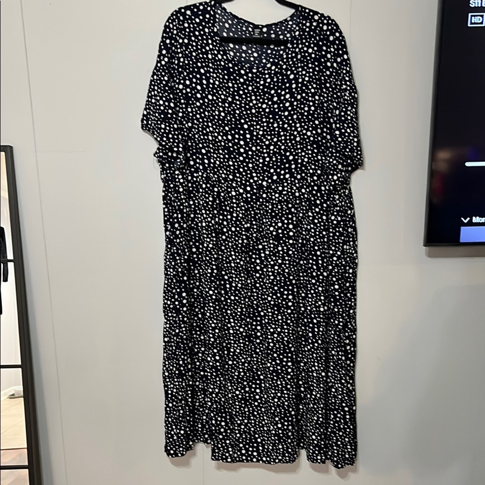 SHEIN Blue and White Dolman Sleeve Midi Sundress